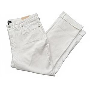 NEW NYDJ Marilyn Ankle Jeans Size 18W White Cuffed Lift X Tuck Straight Denim